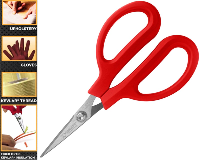 VAMPLIERS 6 1/4" Fiber Optic Kevlar Scissors Industrial Grade Carbon Steel Shears - Cuts Kevlar, Dyneema, Spectra, Vectran, Dacron, Nomex, Technora, Innegra, Carbon Fiber, Fiberglass - Image 1